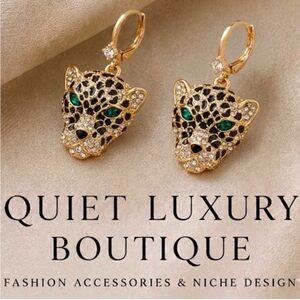 ✨NEW Elegant Gold and Black Panther Earrings